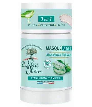 Le Petit Olivier Masque 3 en 1 Aloe Vera & Thé Vert 50 g