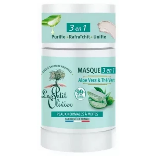 Le Petit Olivier Masque 3 en 1 Aloe Vera & Thé Vert 50 g
