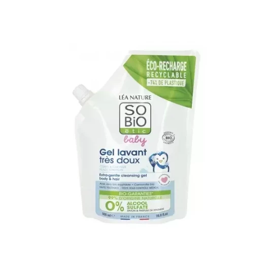 Léa Nature SO BIO étic Baby Gel Lavant Tres Doux Éco-Recharge Bio 500 ml