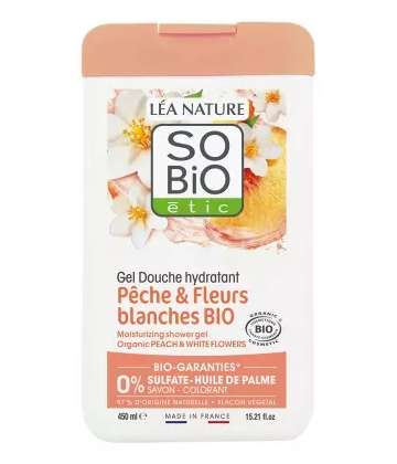 Léa Nature SO BIO étic Gel Douche Hydratant Peche & Fleurs Blanches Bio 450 ml