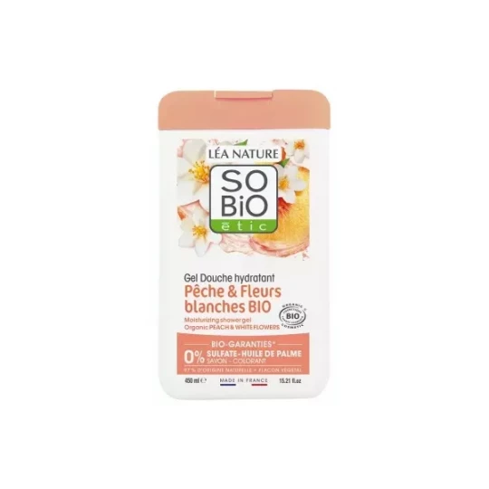 Léa Nature SO BIO étic Gel Douche Hydratant Peche & Fleurs Blanches Bio 450 ml