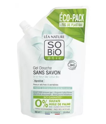 Léa Nature SO BIO étic Gel Douche Sans Savon Éco-Recharge Bio 650 ml