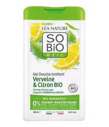 Léa Nature SO BIO étic Gel Douche Tonifiant Verveine & Citron Bio 450 ml