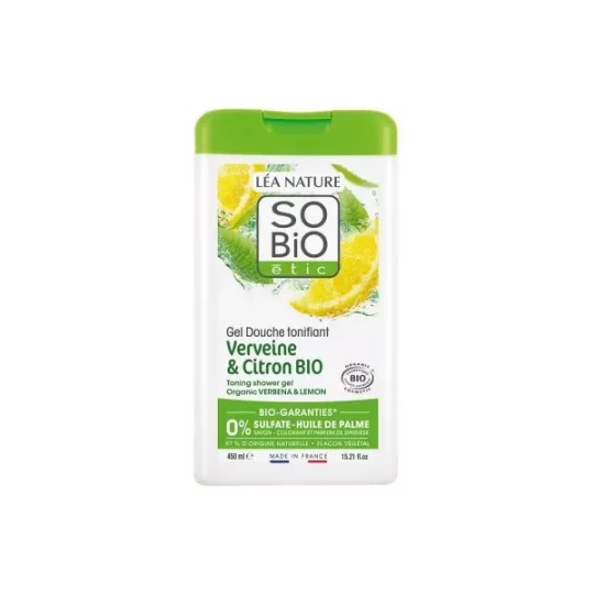 Léa Nature SO BIO étic Gel Douche Tonifiant Verveine & Citron Bio 450 ml