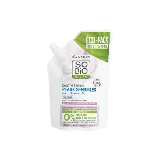 Léa Nature SO BIO étic Douche Crème Peaux Sensibles Éco-Recharge Bio 650 ml