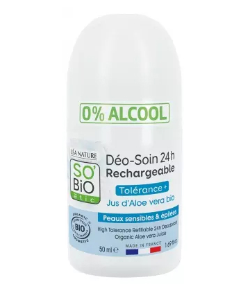 Léa Nature SO BIO étic Déo-Soin 24h Rechargeable Jus d'Aloe Vera Roll'On Bio 50 ml