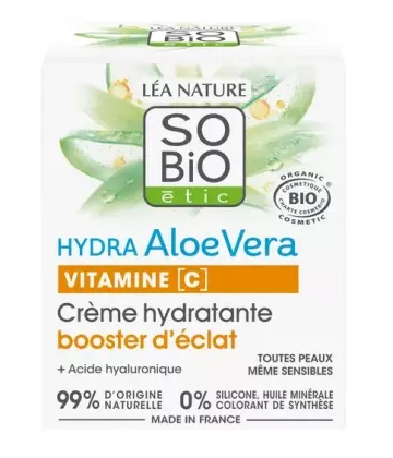 Léa Nature SO BIO étic Hydra Aloe Vera Vitamine C Crème Hydratante Booster d'Éclat 50 ml