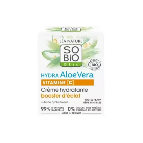 Léa Nature SO BIO étic Hydra Aloe Vera Vitamine C Crème Hydratante Booster d'Éclat 50 ml