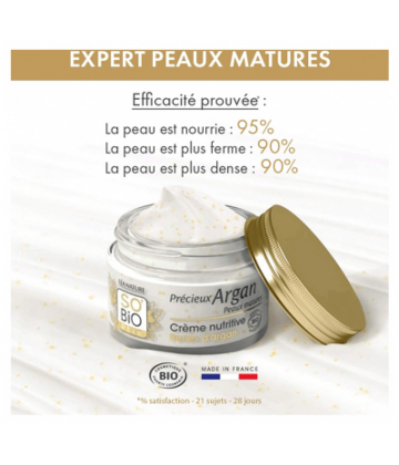 Léa Nature SO BIO étic Précieux Argan Crème Nutritive Perles d'Argan Peaux Matures Bio 50 ml