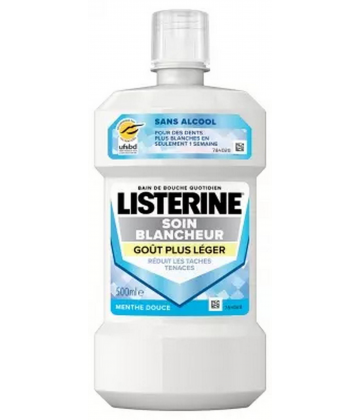 Listerine Bain de Bouche Soin Blancheur Gout Plus Léger 500 ml