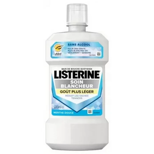 Listerine Bain de Bouche Soin Blancheur Gout Plus Léger 500 ml