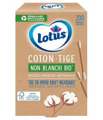 Lotus Coton-Tiges Non Blanchis x 200