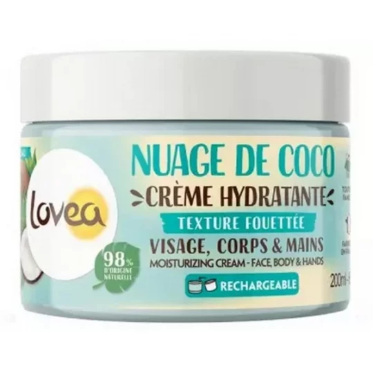 Lovea Crème Hydratante Visage Corps & Mains Nuage de Coco 200 ml