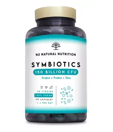 N2 Natural Nutrition SymBiotics 150 ProBiotiques PréBiotiques et Zinc Capsules x 60