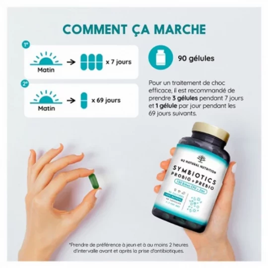 N2 Natural Nutrition SymBiotics 150 ProBiotiques PréBiotiques et Zinc Capsules x 60 - image 3