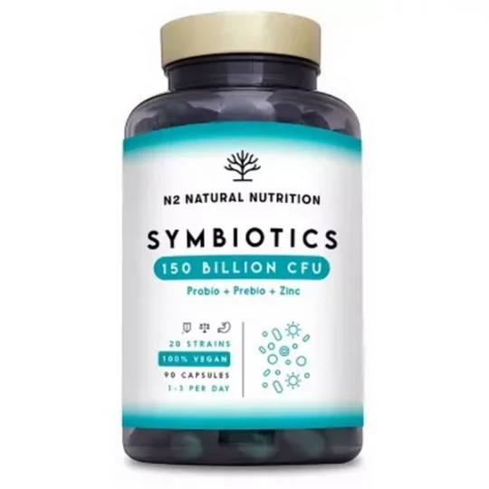 N2 Natural Nutrition SymBiotics 150 ProBiotiques PréBiotiques et Zinc Capsules x 60