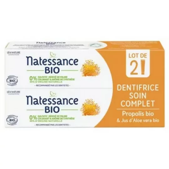Natessance Dentifrice Soin Complet Propolis Bio 75 ml x 2
