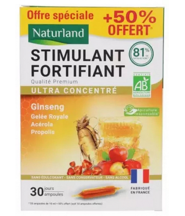 Naturland Stimulant Fortifiant Bio Ampoules x 20 + 10 Offertes