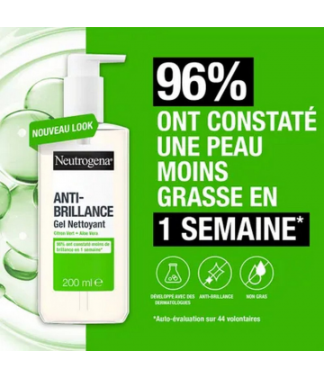 Neutrogena Anti-Brillance Citron Vert Gel Nettoyant 200 ml