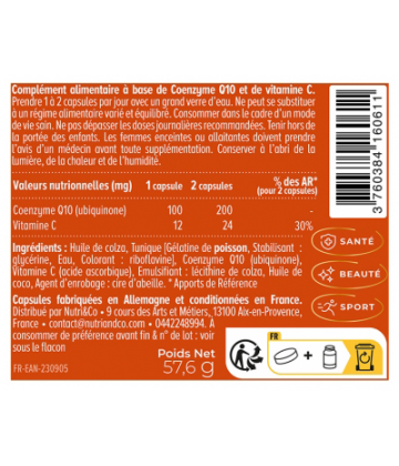 Nutri&Co Coenzyme Q10 Haute Absorption Gélules x 120