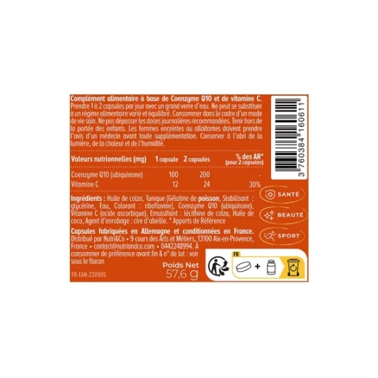 Nutri&Co Coenzyme Q10 Haute Absorption Gélules x 120 - image 2