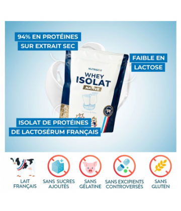 Nutri&Co Whey Isolat Native 900 g - Gout : Sans arome