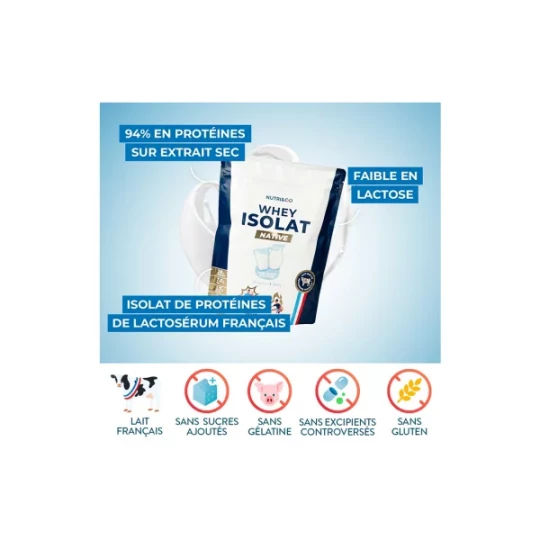 Nutri&Co Whey Isolat Native 900 g - Gout : Sans arome - image 2