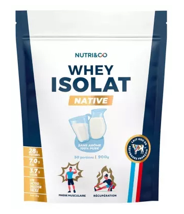 Nutri&Co Whey Isolat Native 900 g - Gout : Sans arome