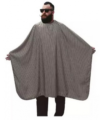 O'Barber Cape de Coiffure Homme Grise à Rayures Blanches