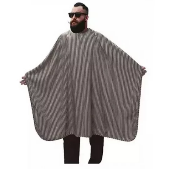 O'Barber Cape de Coiffure Homme Grise à Rayures Blanches