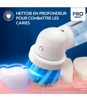 Oral'B Pro Kids 3+ Disney 3 Ans et + 4 Tetes de Rechange - Modele : Roi Lion