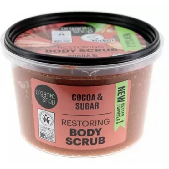 Organic Shop Body Scrub Gommage Régénérant Corps Beurre de Cacao 250 ml