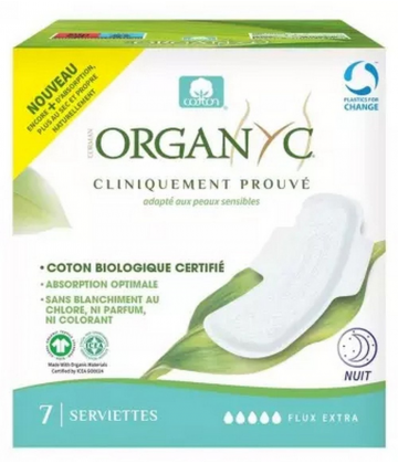 Organyc Nuit Flux Extra Serviettes Hygiéniques x 7