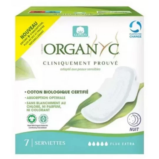 Organyc Nuit Flux Extra Serviettes Hygiéniques x 7