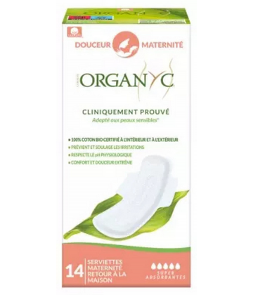 Organyc Douceur Maternité Flux Extra Serviettes Hygiéniques x 14