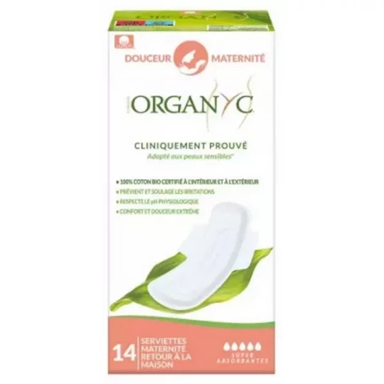 Organyc Douceur Maternité Flux Extra Serviettes Hygiéniques x 14