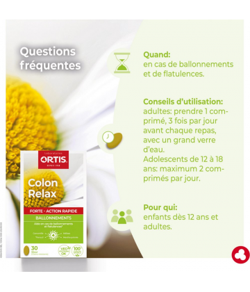 Ortis Colon Relax Forte Ballonnements Comprimés x 30 - image 3