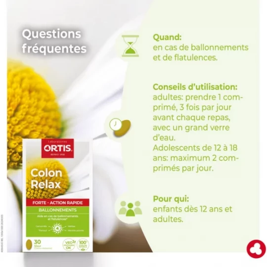 Ortis Colon Relax Forte Ballonnements Comprimés x 30 - image 5