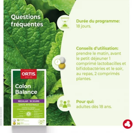 Ortis Colon Balance Regular 18 Comprimés Matin + 36 Comprimés Soir - image 5