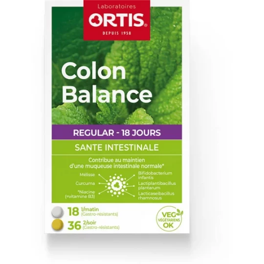 Ortis Colon Balance Regular 18 Comprimés Matin + 36 Comprimés Soir
