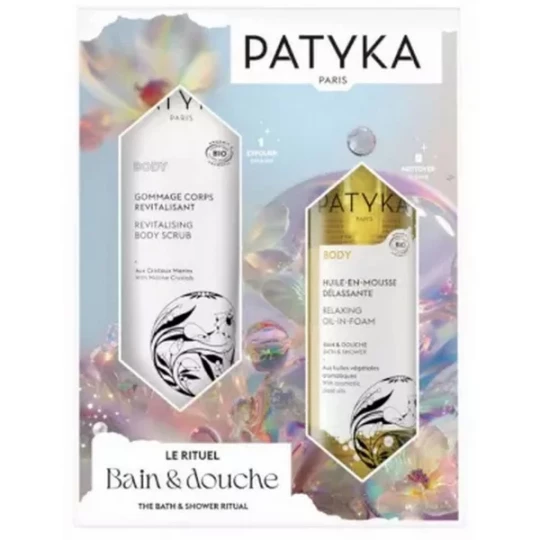 PATYKA Body Gommage Corps Revitalisant Bio 150 ml + Huile-En-Mousse Délassante Bio 200 ml offerte