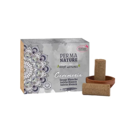 Perma Nature Encens Ceremonia Sauge Blanche Cylindres x 16