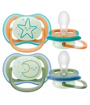 Avent Ultra Air Nighttime Sucettes Orthodontiques 18 Mois et + x 2