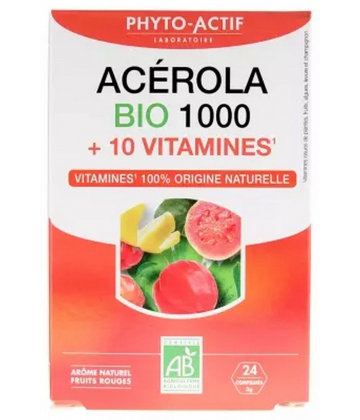 Phyto-Actif Acerola 1000 + 10 Vitamines Bio Comprimés x 24