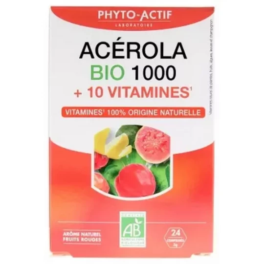 Phyto-Actif Acerola 1000 + 10 Vitamines Bio Comprimés x 24