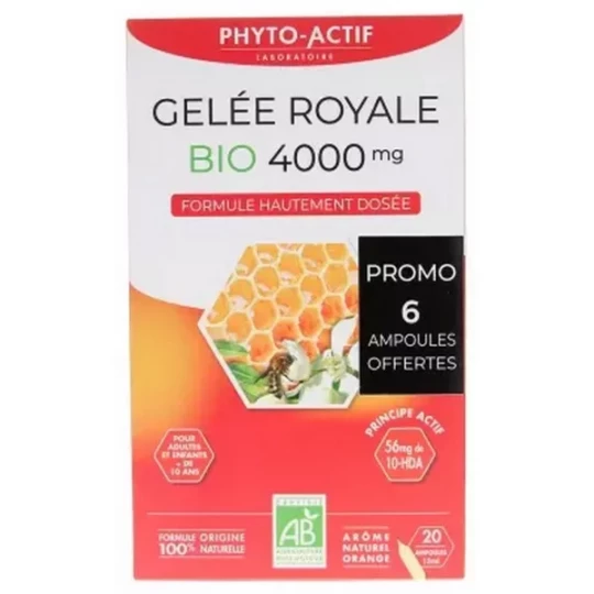 Phyto-Actif Gelée Royale 4000 mg Bio Ampoules x 14 + 6 Offertes