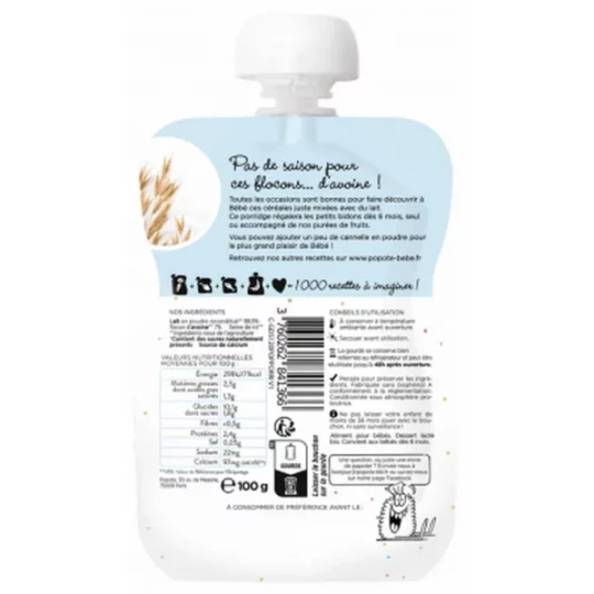 Popote Gourde Le Porridge Purée des 6 Mois Bio 100 g - image 2