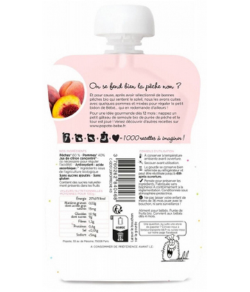 Popote Gourde La Peche Compote des 4/6 Mois Bio 120 g