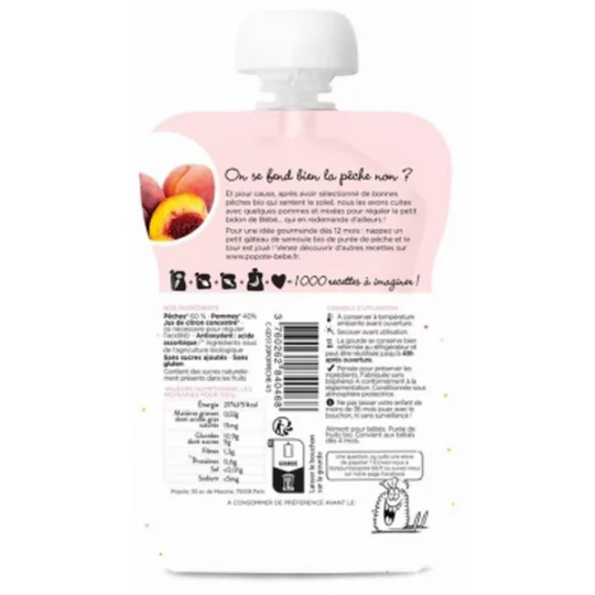 Popote Gourde La Peche Compote des 4/6 Mois Bio 120 g - image 2