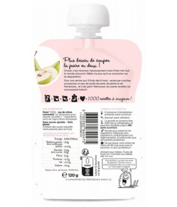 Popote Gourde La Poire Compote des 4/6 Mois Bio 120 g